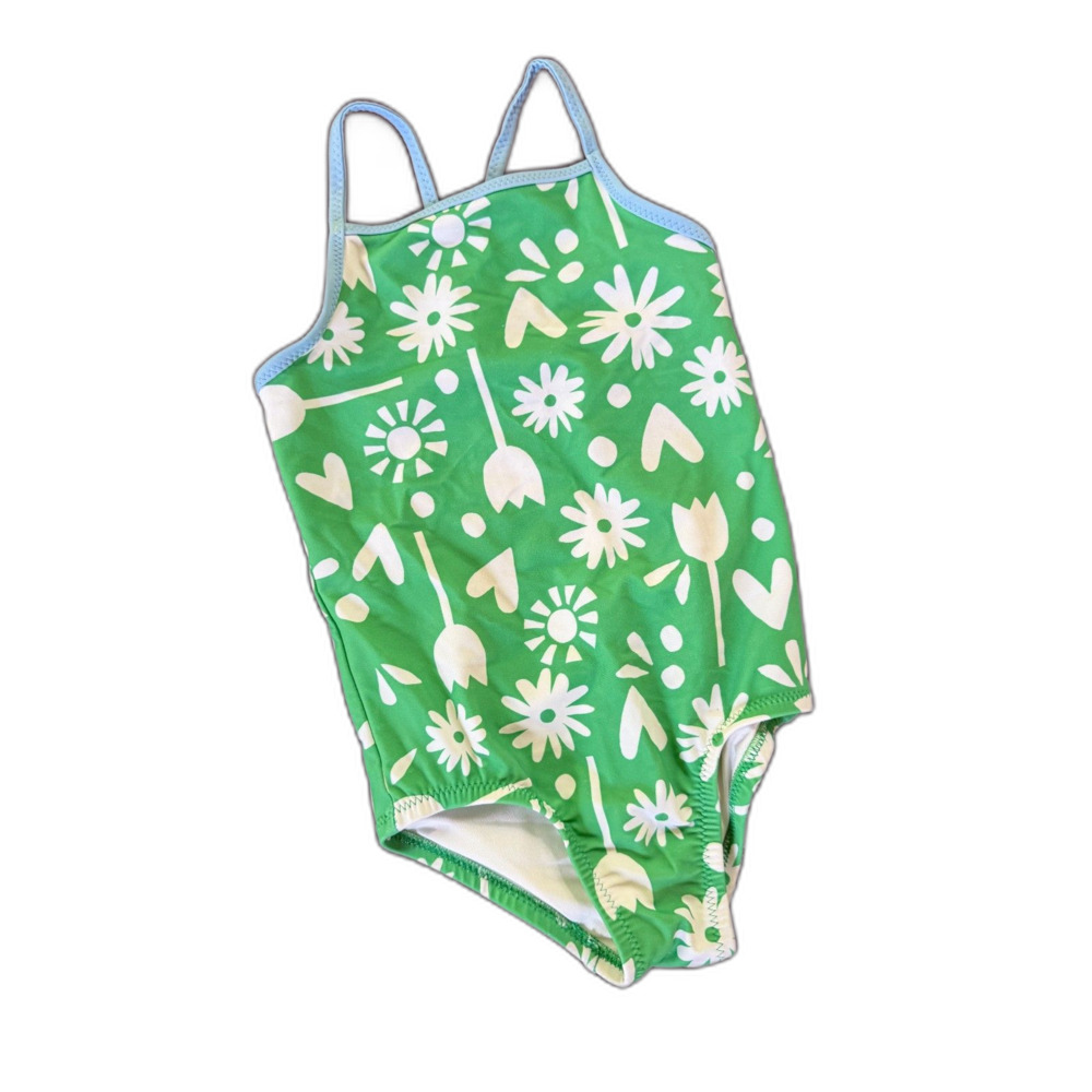 Primary Girls Green Floral One-Piece Swimsuit Size 2–3